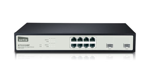 SWITCH 8 PUERTOS 10/100/1000 MBPS + 2 SFP GIGABIT. Auto MDI/MDI-X.Formato Rack 19. Gesti?SNMP V1, 2, 3