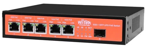 WI-TEK WI-PS306GF-UPS SWITCH POE 5 GE+1 SFP 802.3 AF/AT o 24 V PASIVO ALIMENTADO 12 V HASTA 120 W