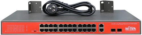 WI-TEK WI-PS526GV SWITCH 24 FE+2 GE+2 SFP POE 802.3 AF/AT HASTA 150 W