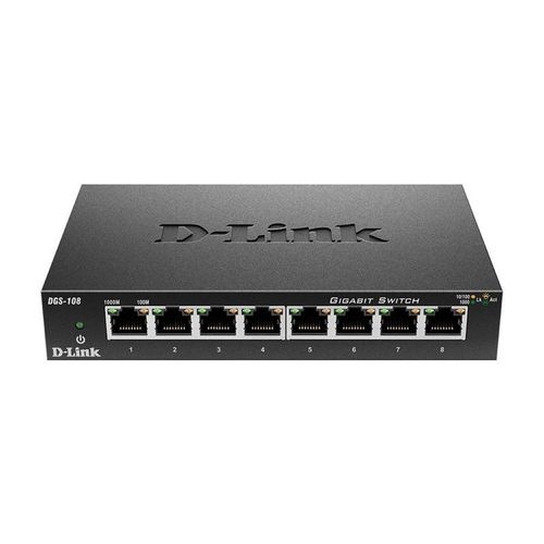 SWITCH 8 PUERTOS D-LINK DGS-108 - GIGABIT 10/100/1000 -  QOS