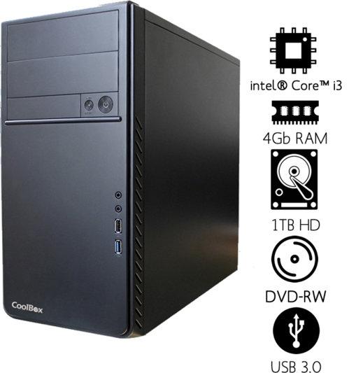 Equipo Semitorre Intel Core i3 Processors 10 generacin / RAM 4GB DDR4/ HDD 1TB **/ DVD-RW/ Grfica intel