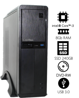 Equipo Sobremesa Slim Intel® Core i3 Processors 10ª generación / RAM 8GB DDR4/ SSD 240GB **/ DVD-RW/ Gráfica intel