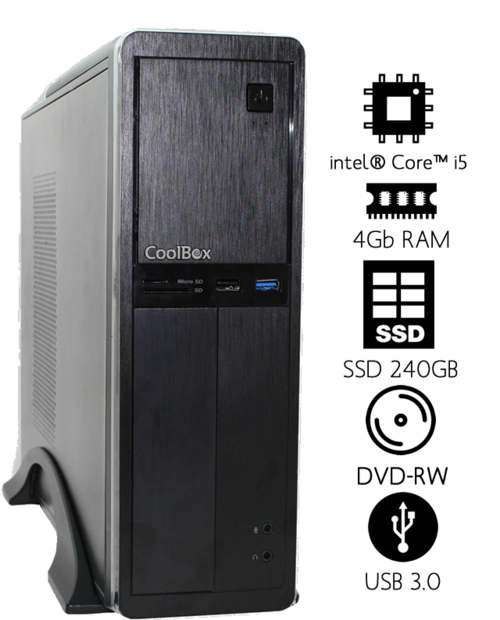 Equipo Sobremesa Slim Intel® Core i5 Processors 10ª generación / RAM 4GB DDR4/ SSD 480GB **/ DVD-RW/ Gráfica intel