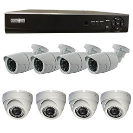KIT DVR de 4 canales + 4 cámaras domo FHD + 4 fuentes de alimentación
