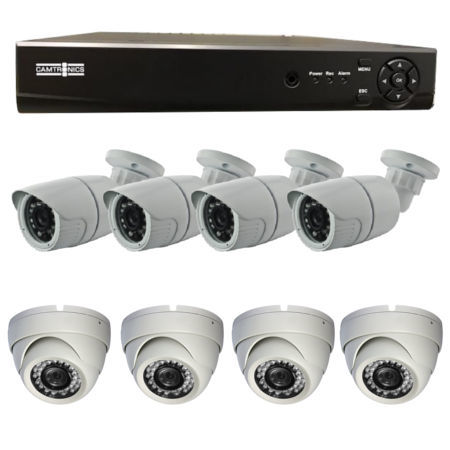 KIT DVR de 4 canales + 4 cmaras domo FHD + 4 fuentes de alimentacin